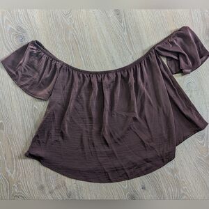 American Eagle Outfitters Off The Shoulder Chocolate Brown Women's Top